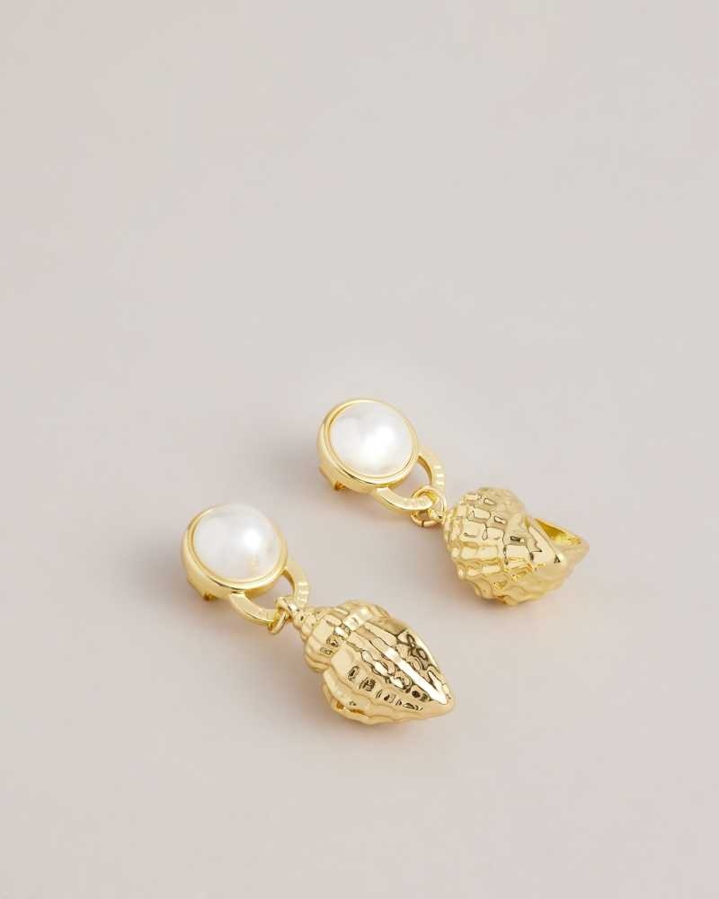 Gold Colour Ted Baker Solele Spiral Shell Drop Earrings | ZA0001944