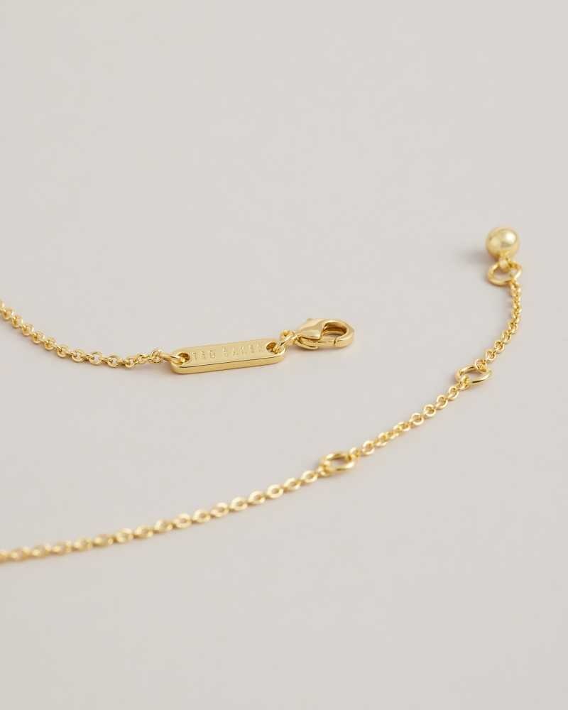 Gold Colour Ted Baker Talulat Crystal Bow Pendant Necklace | ZA0002011