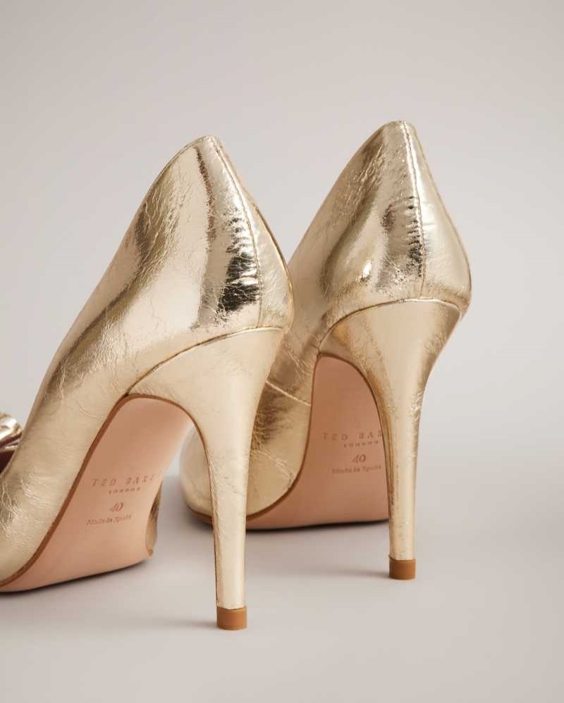 Gold Ted Baker Telila Bow Detail Court Shoes | ZA0001636