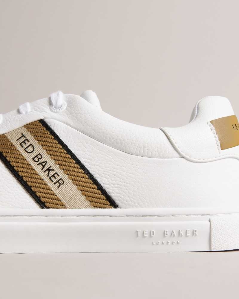 Gold Ted Baker Trilobw Leather Sneakers With Webbing Detail | ZA0001724