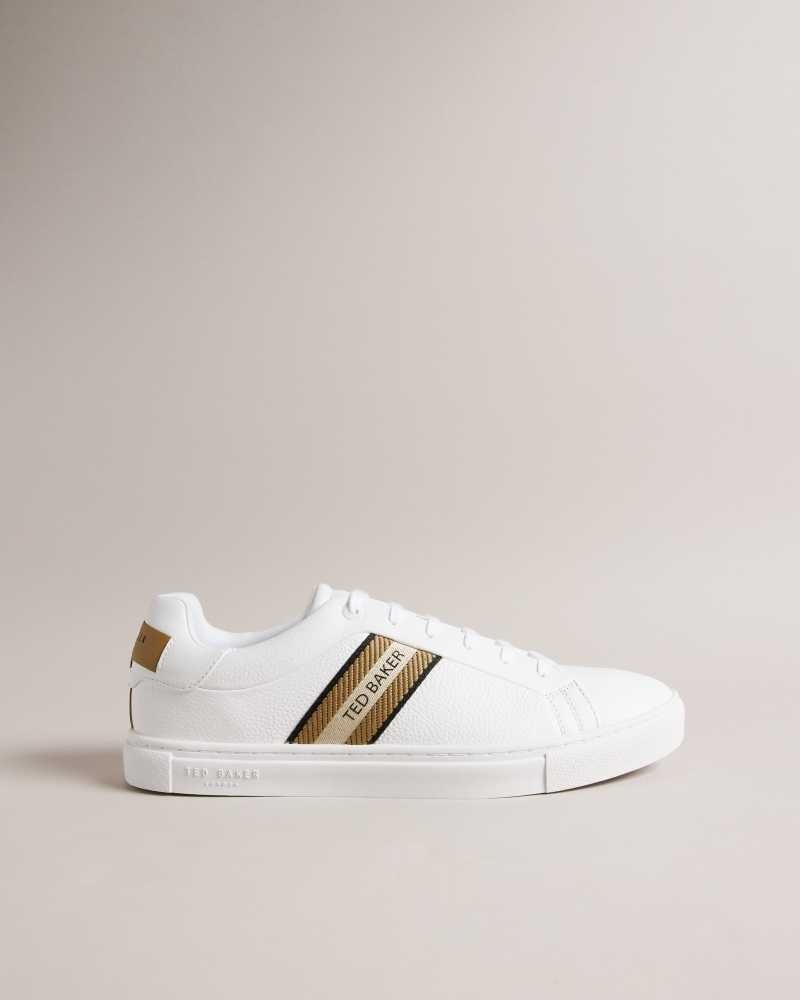 Gold Ted Baker Trilobw Leather Sneakers With Webbing Detail | ZA0001724