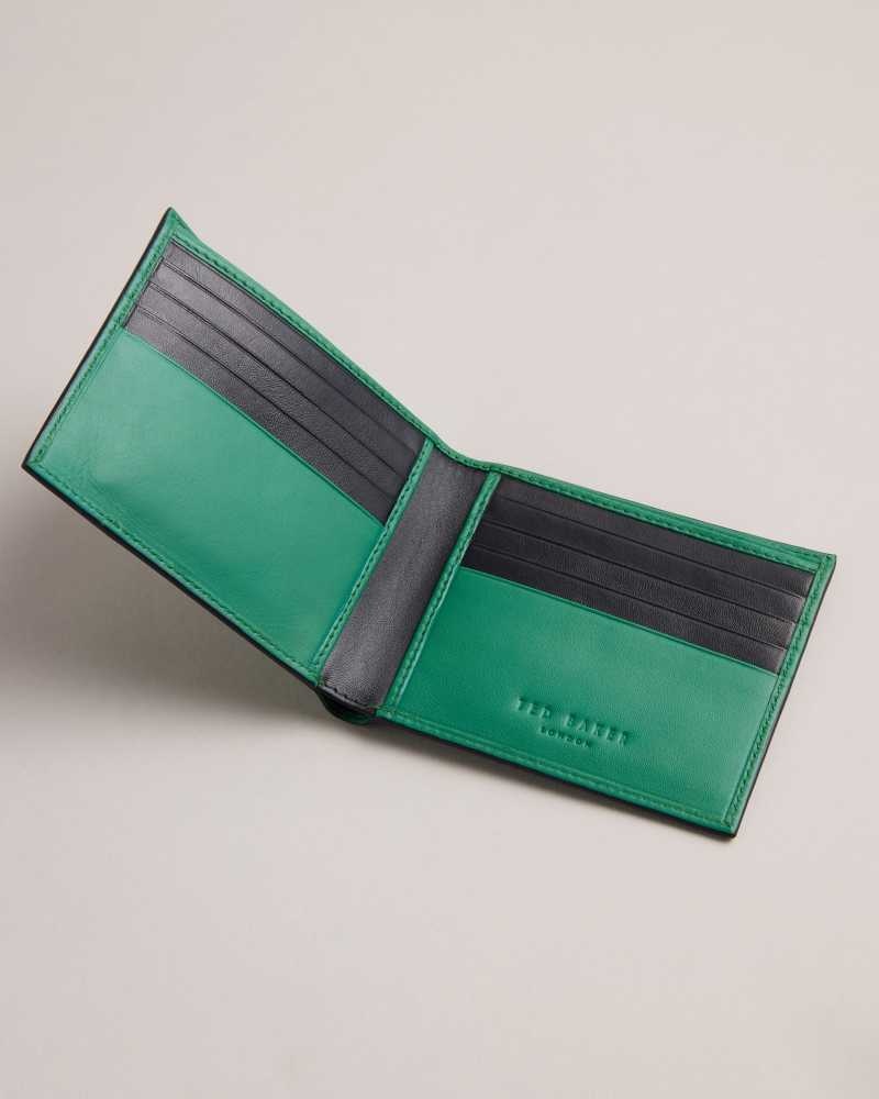 Green Ted Baker Breaker Leather Bifold Wallet | ZA0000487