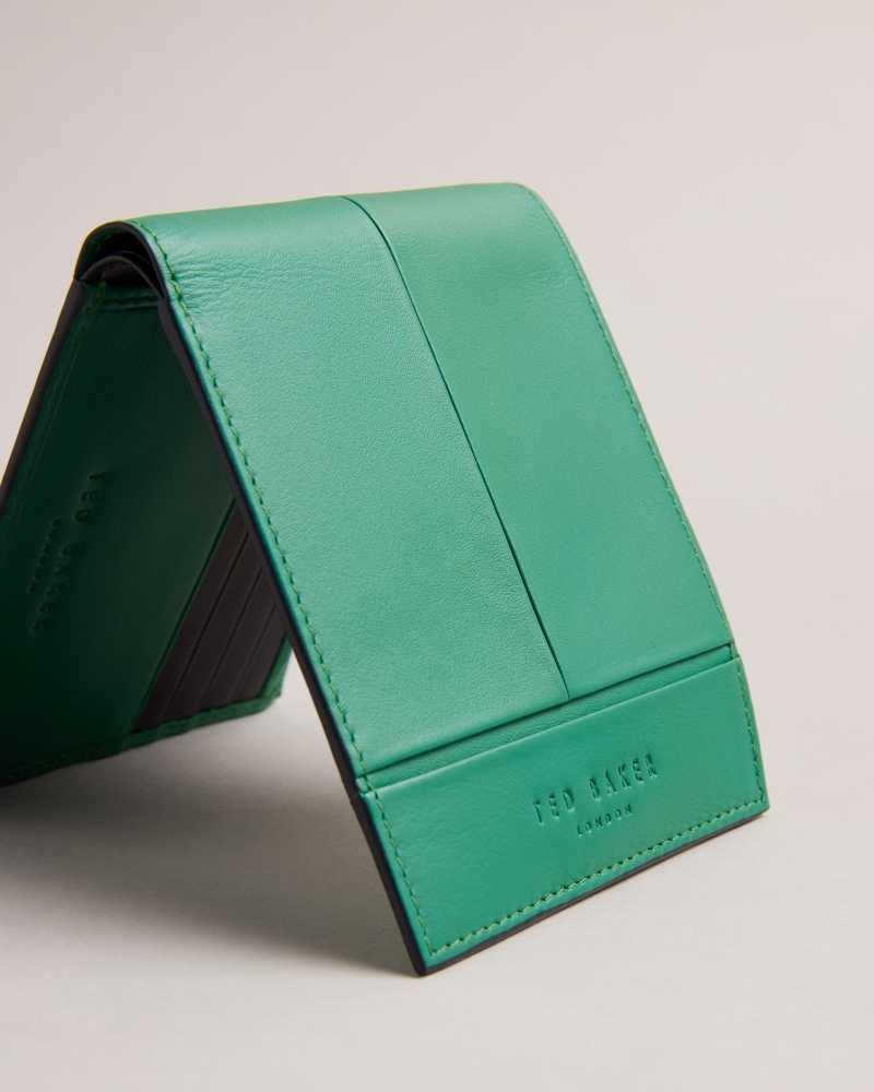 Green Ted Baker Breaker Leather Bifold Wallet | ZA0000487