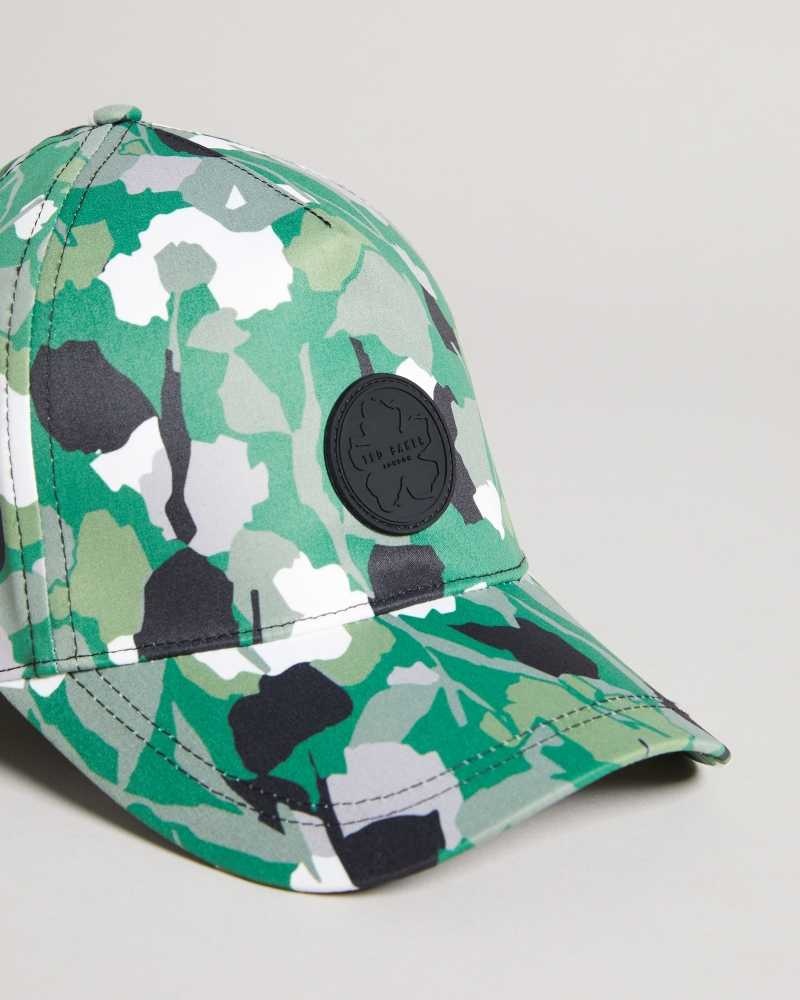 Green Ted Baker Creig Camo Printed Nylon Baseball Cap | ZA0001828