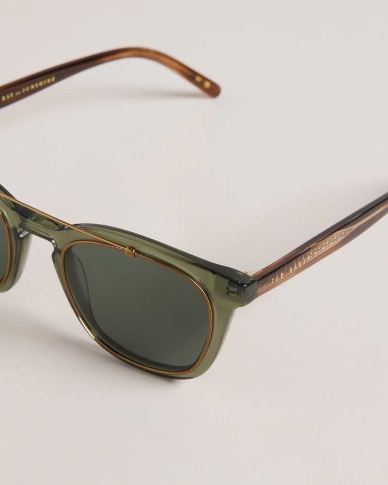 Green Ted Baker Ediison Classic Wire Detail Sunglasses | ZA0002129