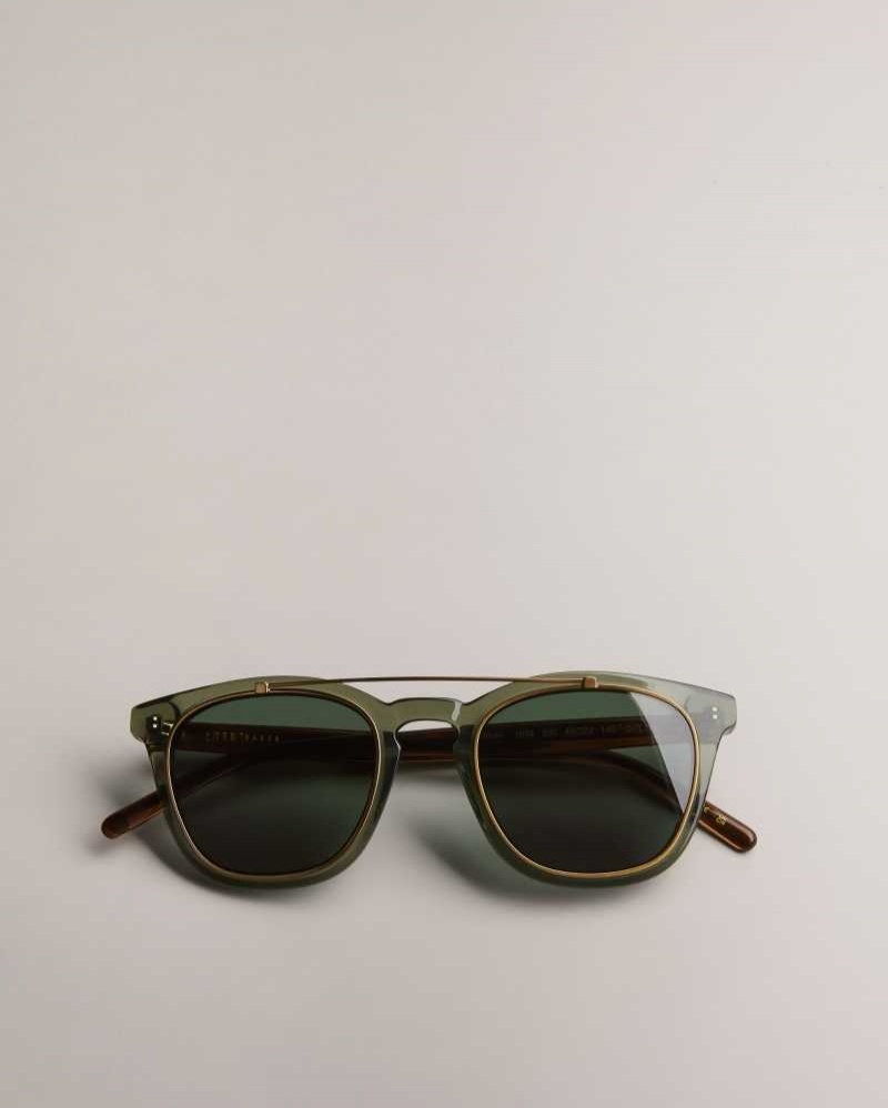 Green Ted Baker Ediison Classic Wire Detail Sunglasses | ZA0002129