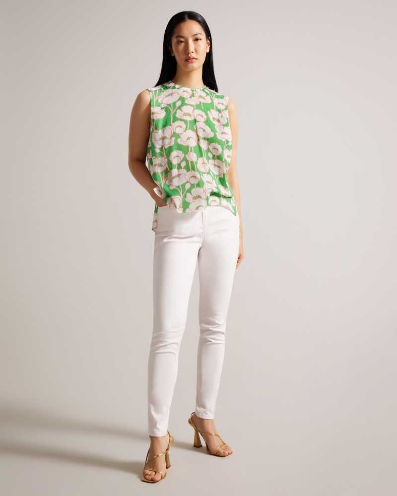 Green Ted Baker Kelany Short Sleeve Top With Shoulder Detail | ZA0001411