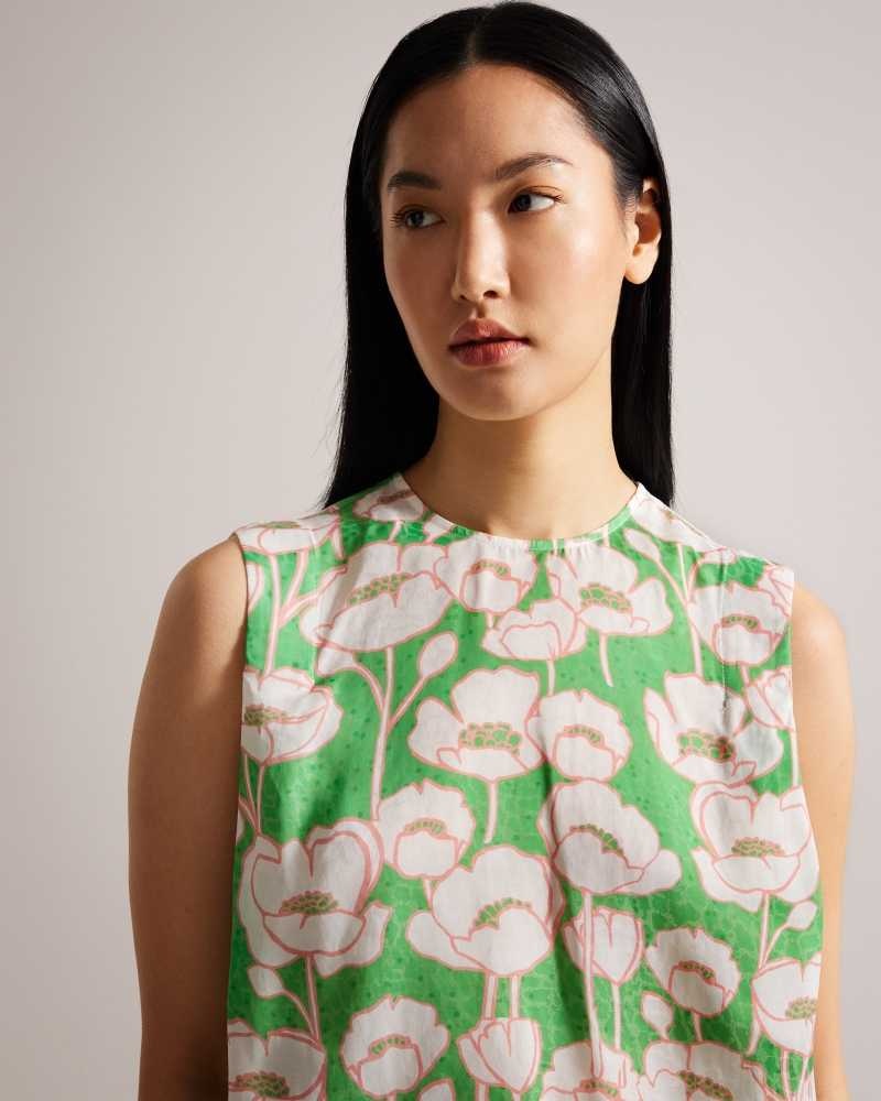 Green Ted Baker Kelany Short Sleeve Top With Shoulder Detail | ZA0001411