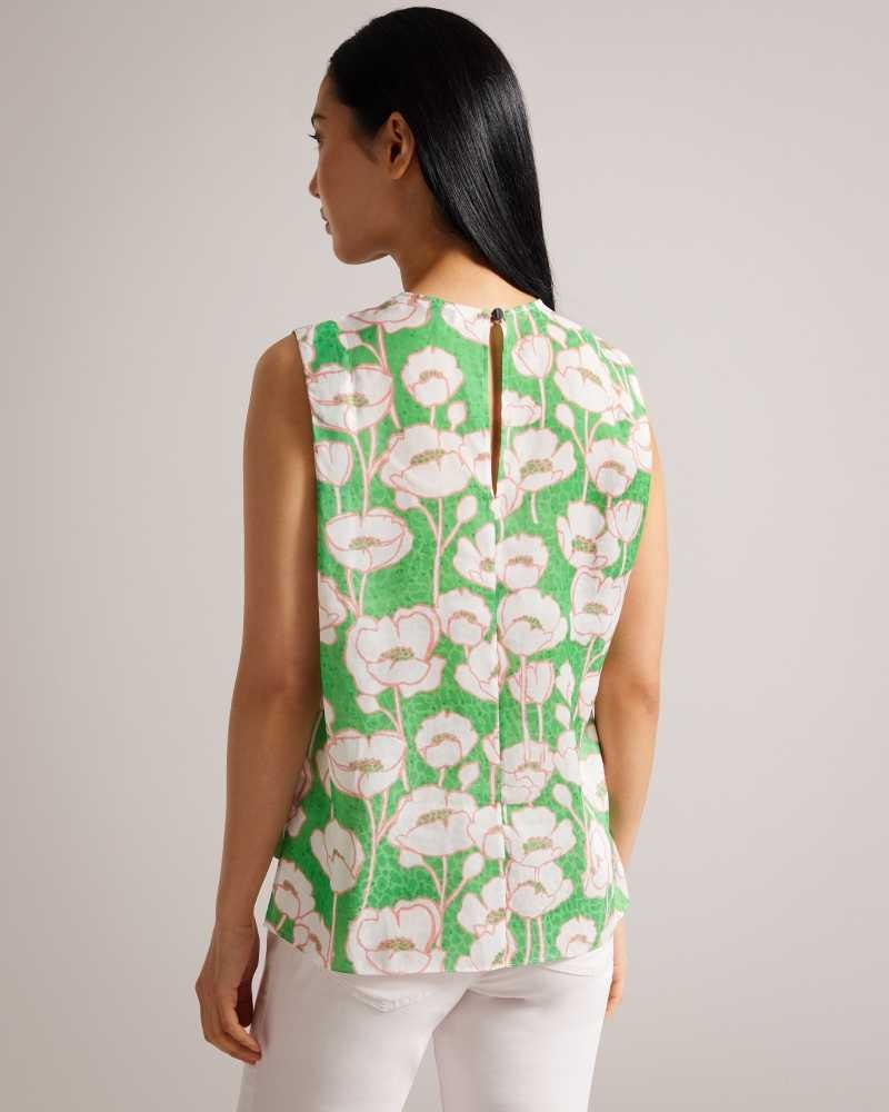 Green Ted Baker Kelany Short Sleeve Top With Shoulder Detail | ZA0001411