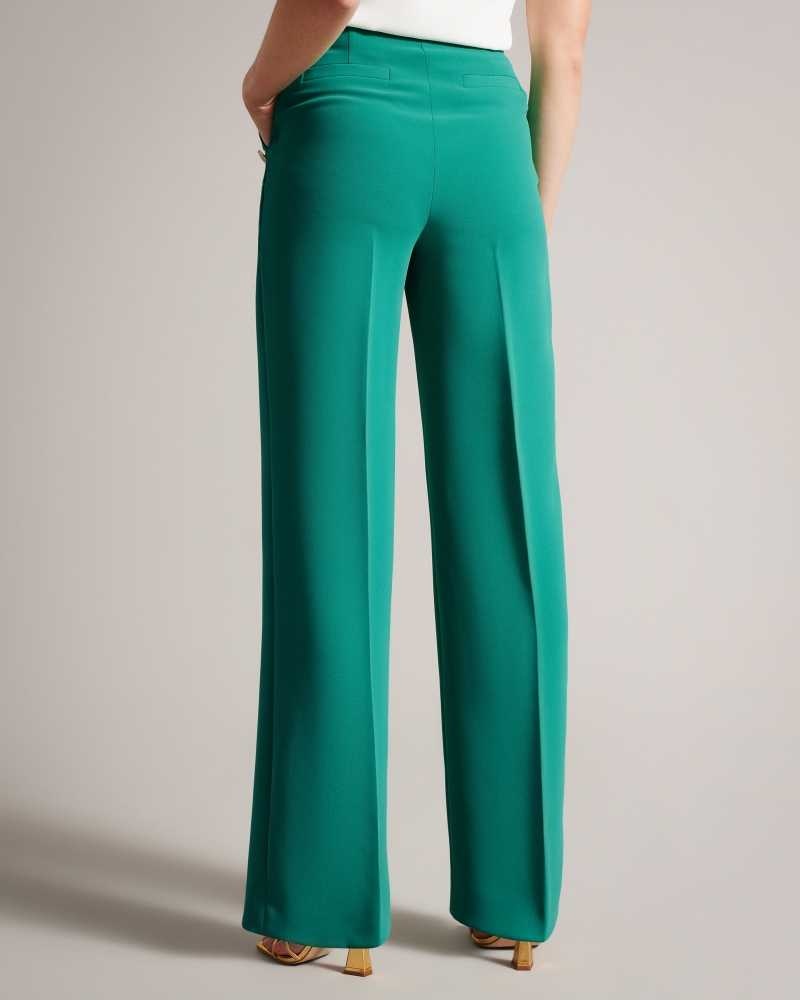 Green Ted Baker Llaylat Embossed Button Wide Leg Trousers | ZA0001463