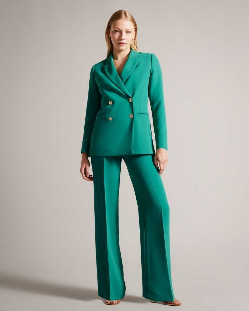 Green Ted Baker Llaylat Embossed Button Wide Leg Trousers | ZA0001463