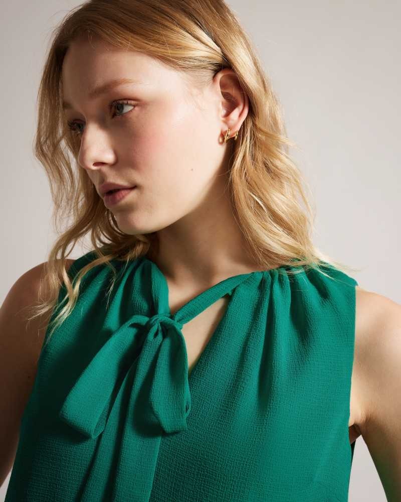 Green Ted Baker Lydhia Sleeveless Top With Tie Detail | ZA0001373