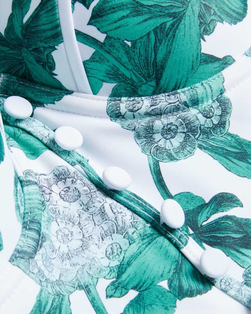 Green Ted Baker Nayome Floral Cupped Longline Bikini Top | ZA0001221