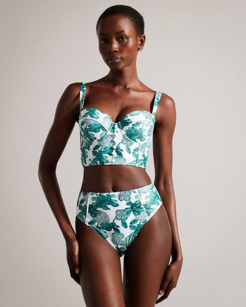 Green Ted Baker Orellaa Floral High Waisted Bikini Bottom | ZA0001185