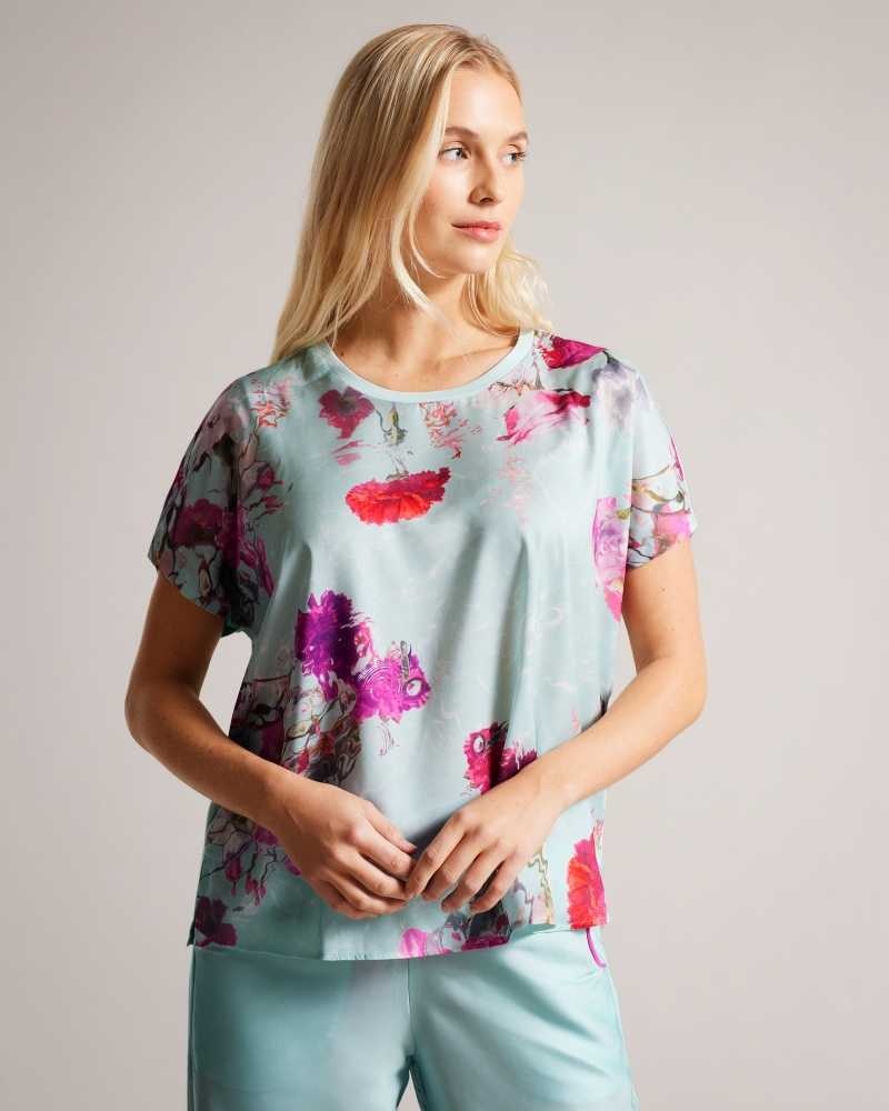 Green Ted Baker Sopiyaa Floral T-Shirt And Trousers Pyjama Set | ZA0000840