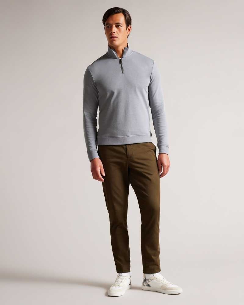 Grey Marl Ted Baker Antram Half Zip Funnel Neck Pullover | ZA0001351