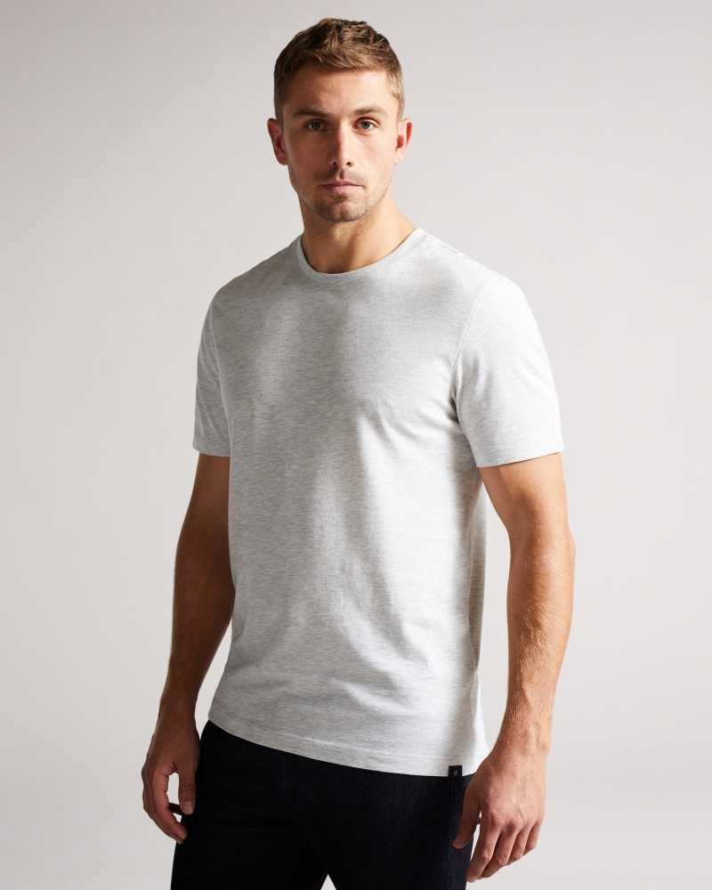 Grey Marl Ted Baker Hawking Short Sleeve Plain T-Shirt | ZA0001284