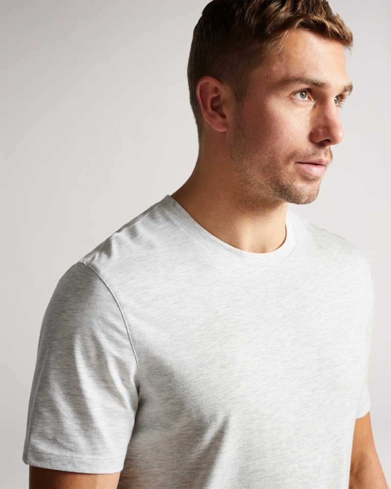 Grey Marl Ted Baker Hawking Short Sleeve Plain T-Shirt | ZA0001284