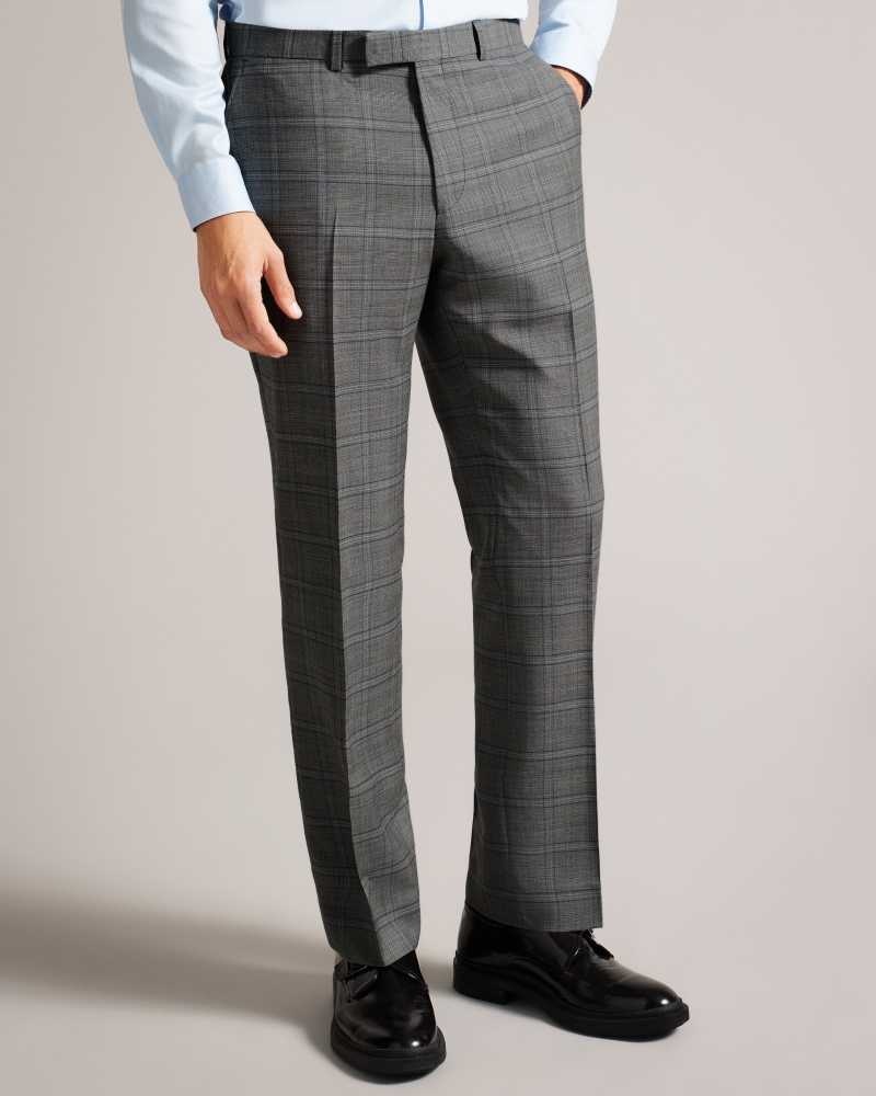 Grey Ted Baker Culbort Wool Check Suit Trousers | ZA0001149