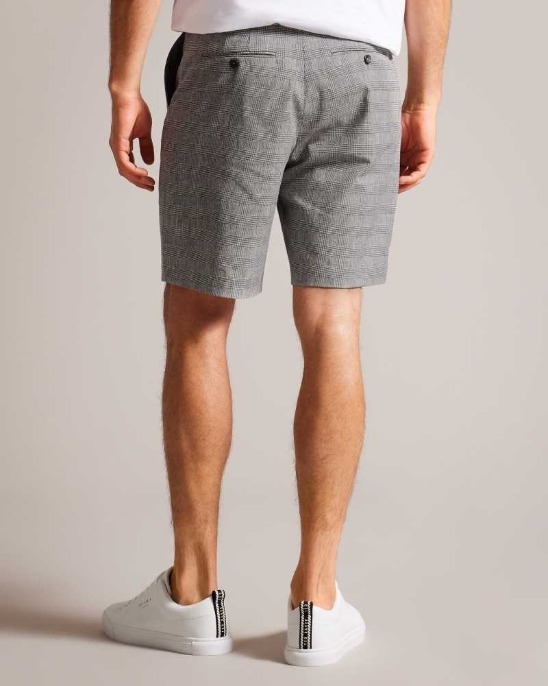 Grey Ted Baker Flekks Puppytooth Check Linen Blend Shorts | ZA0001034