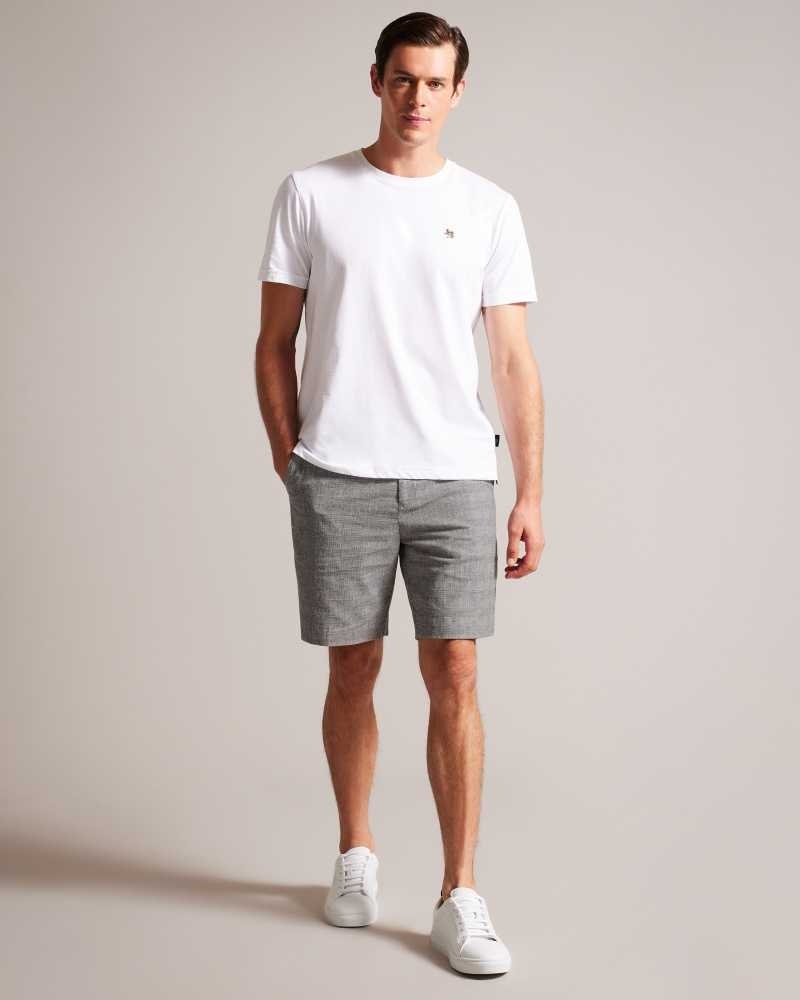 Grey Ted Baker Flekks Puppytooth Check Linen Blend Shorts | ZA0001034