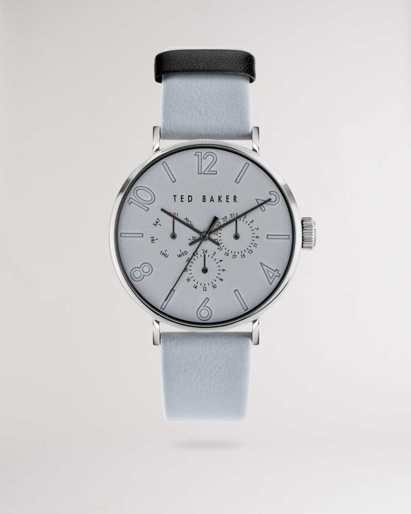 Grey Ted Baker Timet Grey Smooth Leather Strap Watch | ZA0002108