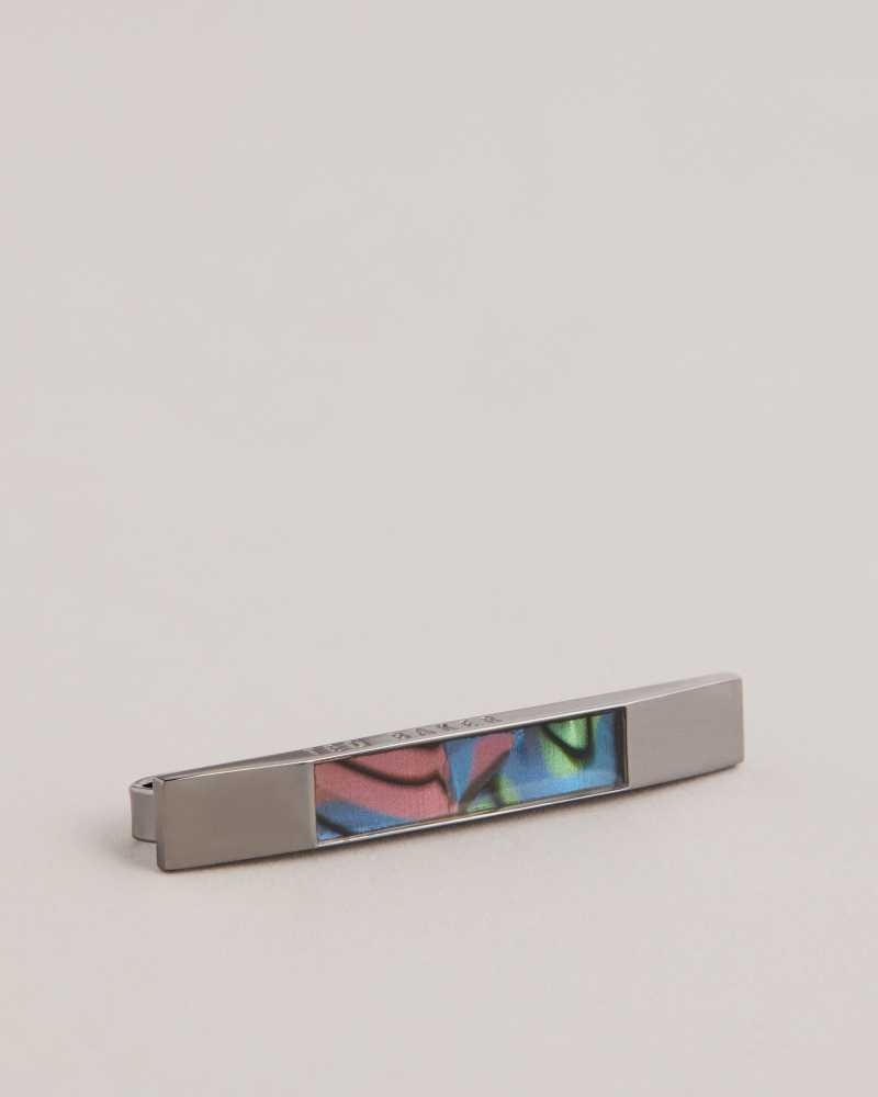 Gunmetal Colour Ted Baker Presbar Marbled Tie Bar | ZA0001818