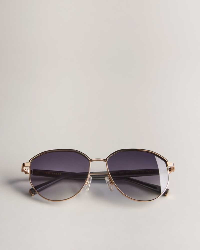 Gunmetal Ted Baker Sarya Classic Round Frame Sunglasses | ZA0002117