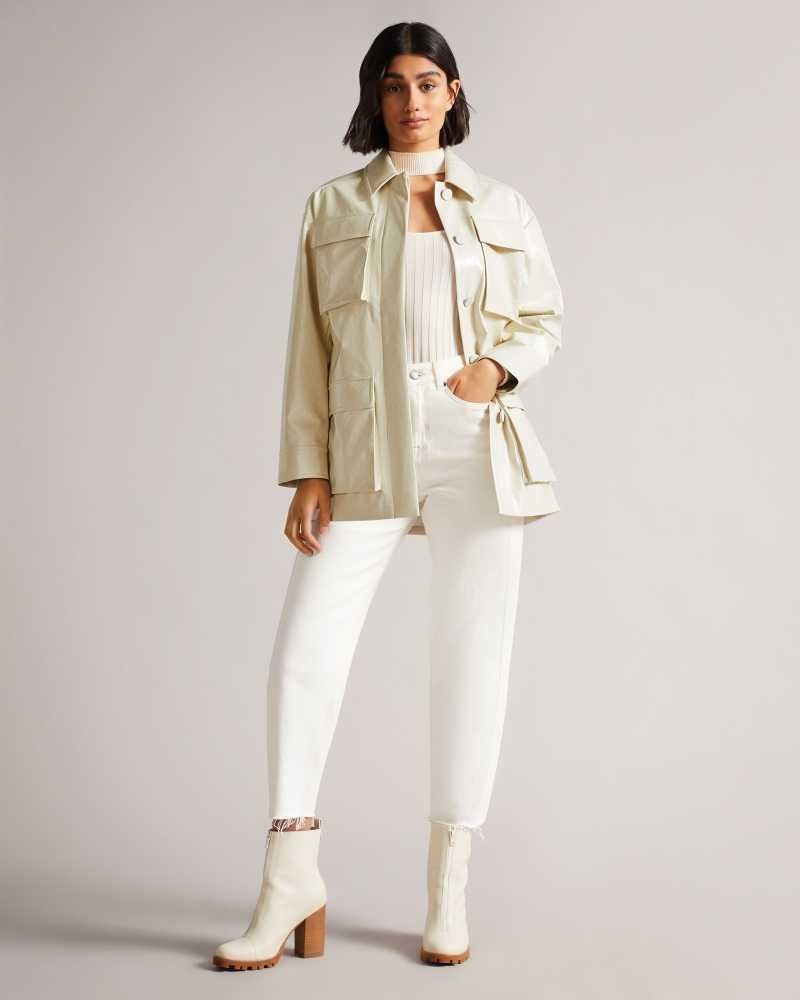 Ivory Ted Baker Foziey Textured Vinyl Field Jacket | ZA0000649