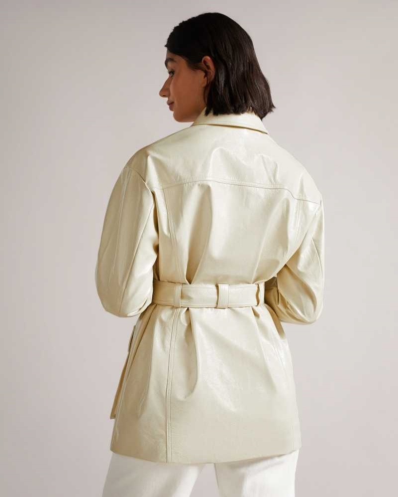 Ivory Ted Baker Foziey Textured Vinyl Field Jacket | ZA0000649