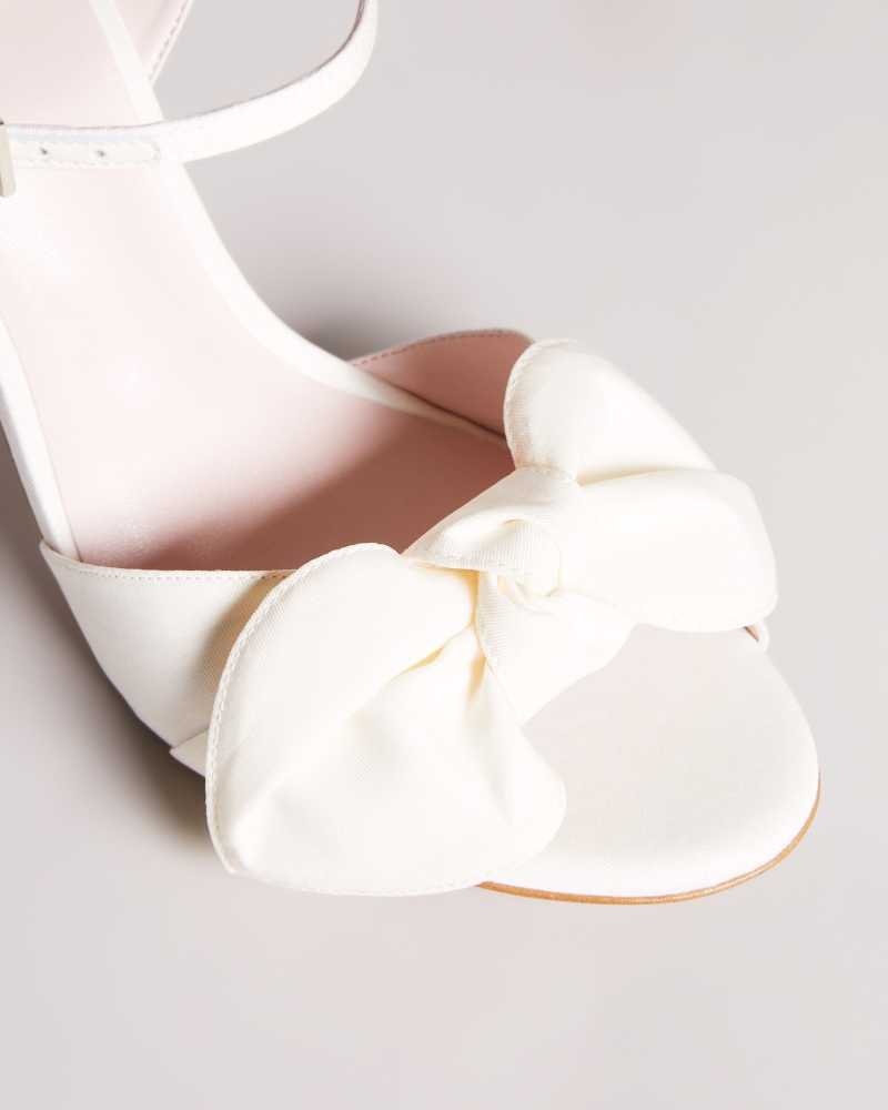 Ivory Ted Baker Heevia Moire Satin Bow Heeled Sandals | ZA0001670