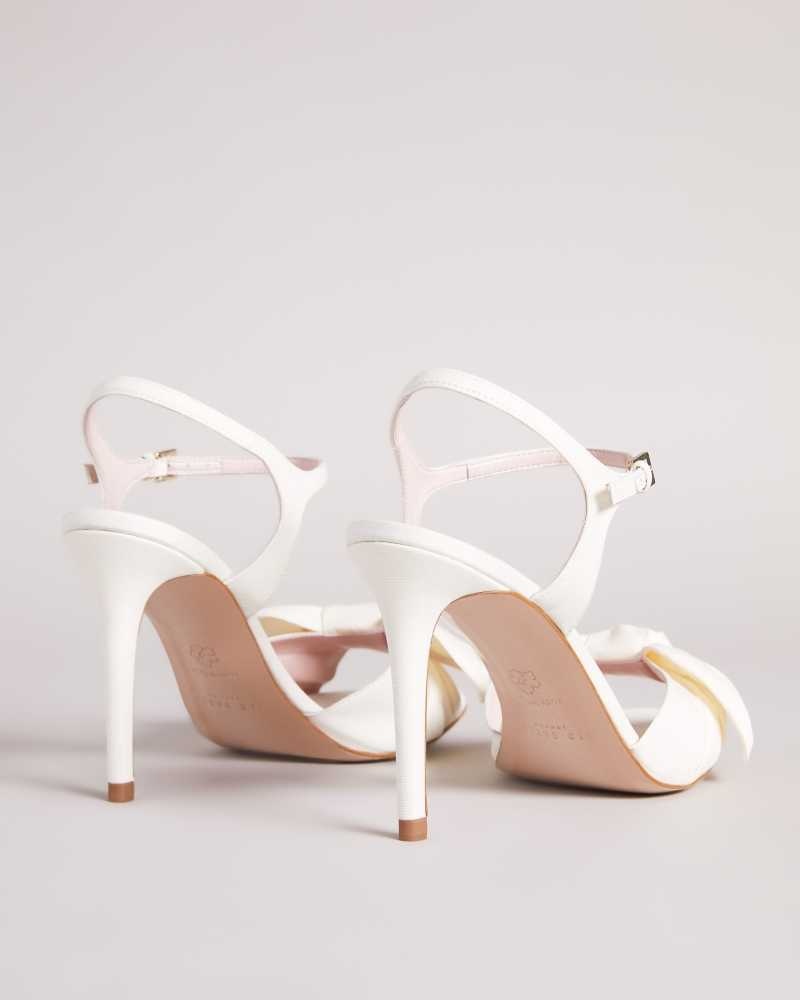 Ivory Ted Baker Heevia Moire Satin Bow Heeled Sandals | ZA0001670