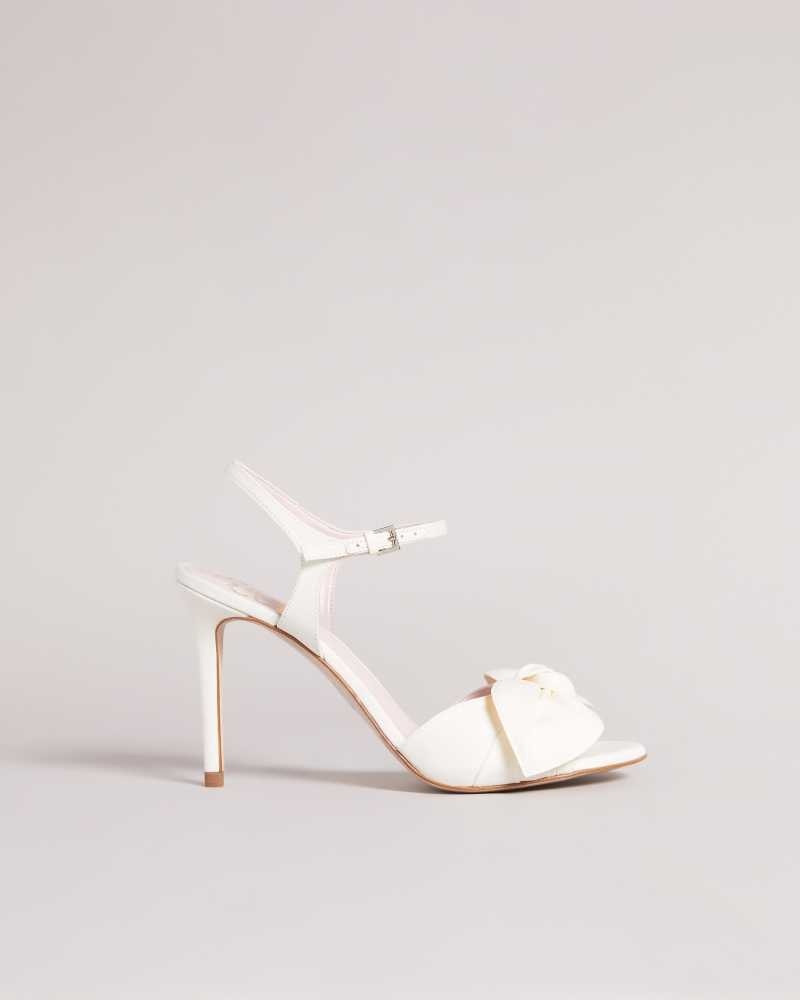 Ivory Ted Baker Heevia Moire Satin Bow Heeled Sandals | ZA0001670