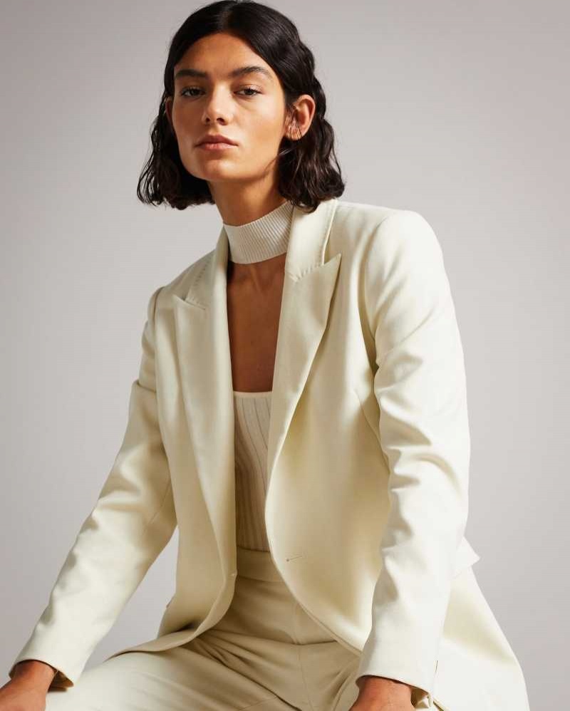 Ivory Ted Baker Joanni Peak Lapel Blazer With Waist Tab | ZA0001119