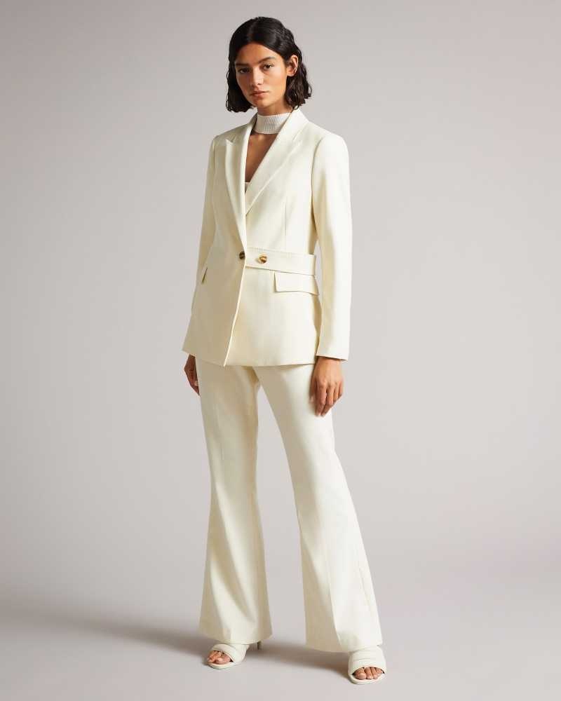 Ivory Ted Baker Joanni Peak Lapel Blazer With Waist Tab | ZA0001119