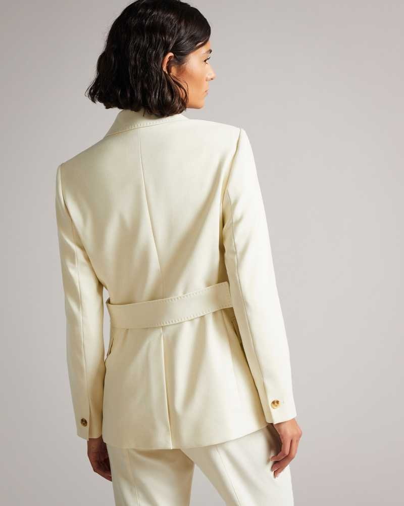 Ivory Ted Baker Joanni Peak Lapel Blazer With Waist Tab | ZA0001119