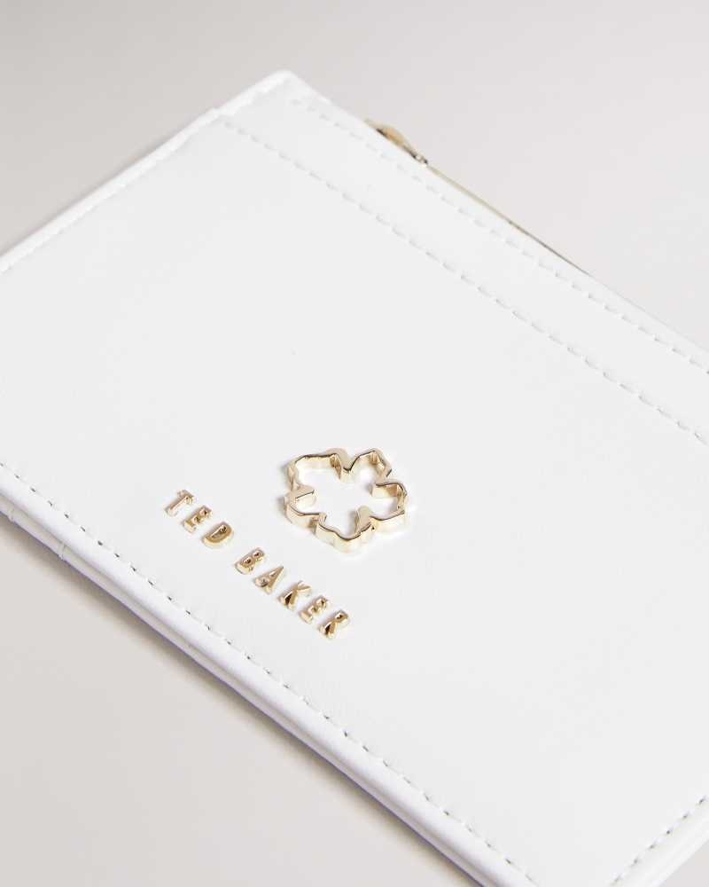 Ivory Ted Baker Jorjio Flower Eyelet Zip Card Holder | ZA0000367