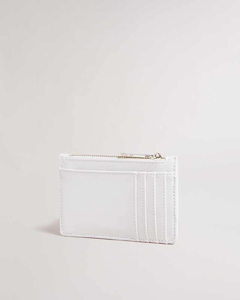 Ivory Ted Baker Jorjio Flower Eyelet Zip Card Holder | ZA0000367