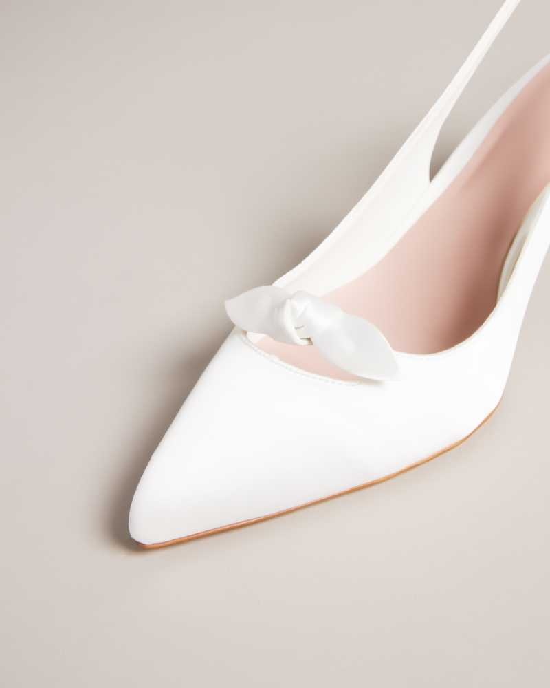 Ivory Ted Baker Tezzi Satin Bow Court Heels | ZA0001640