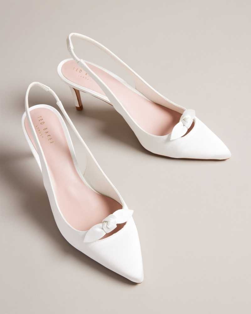 Ivory Ted Baker Tezzi Satin Bow Court Heels | ZA0001640