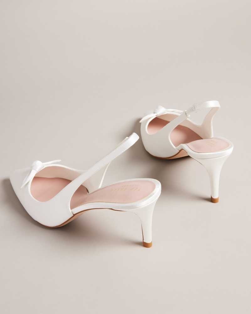 Ivory Ted Baker Tezzi Satin Bow Court Heels | ZA0001640