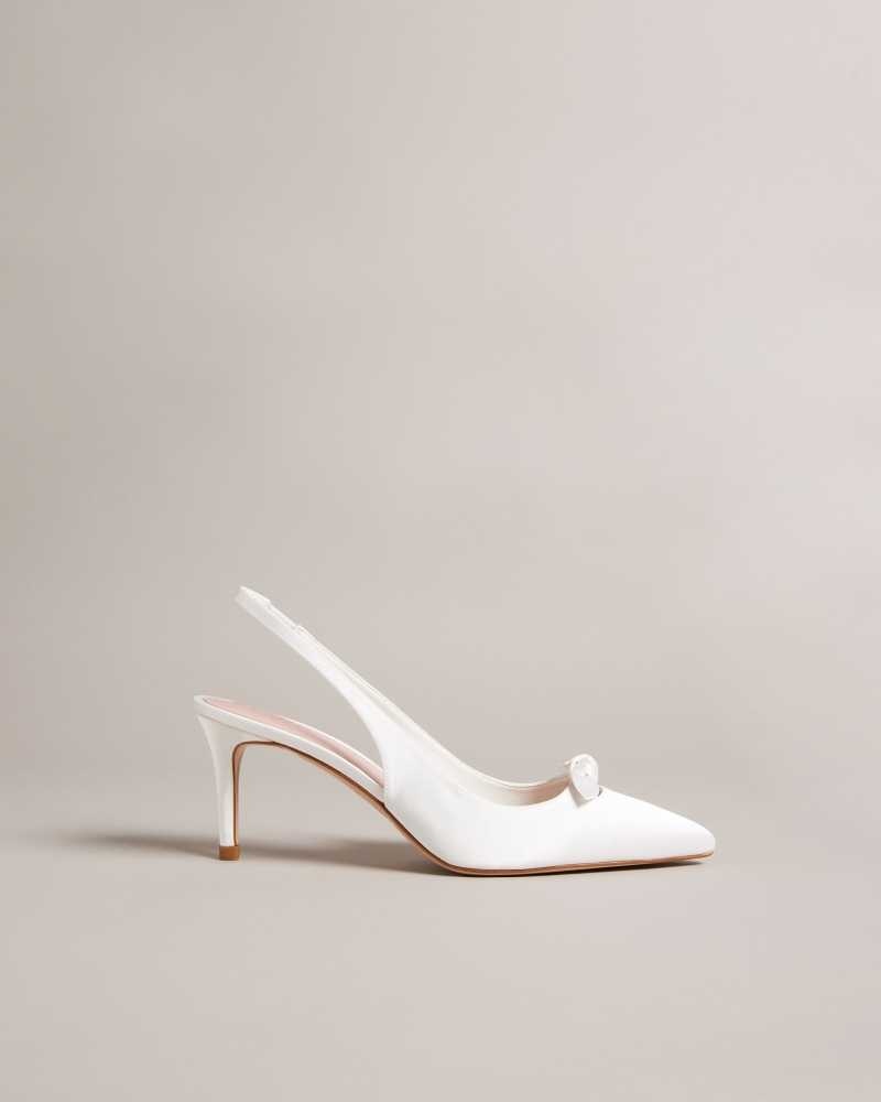 Ivory Ted Baker Tezzi Satin Bow Court Heels | ZA0001640