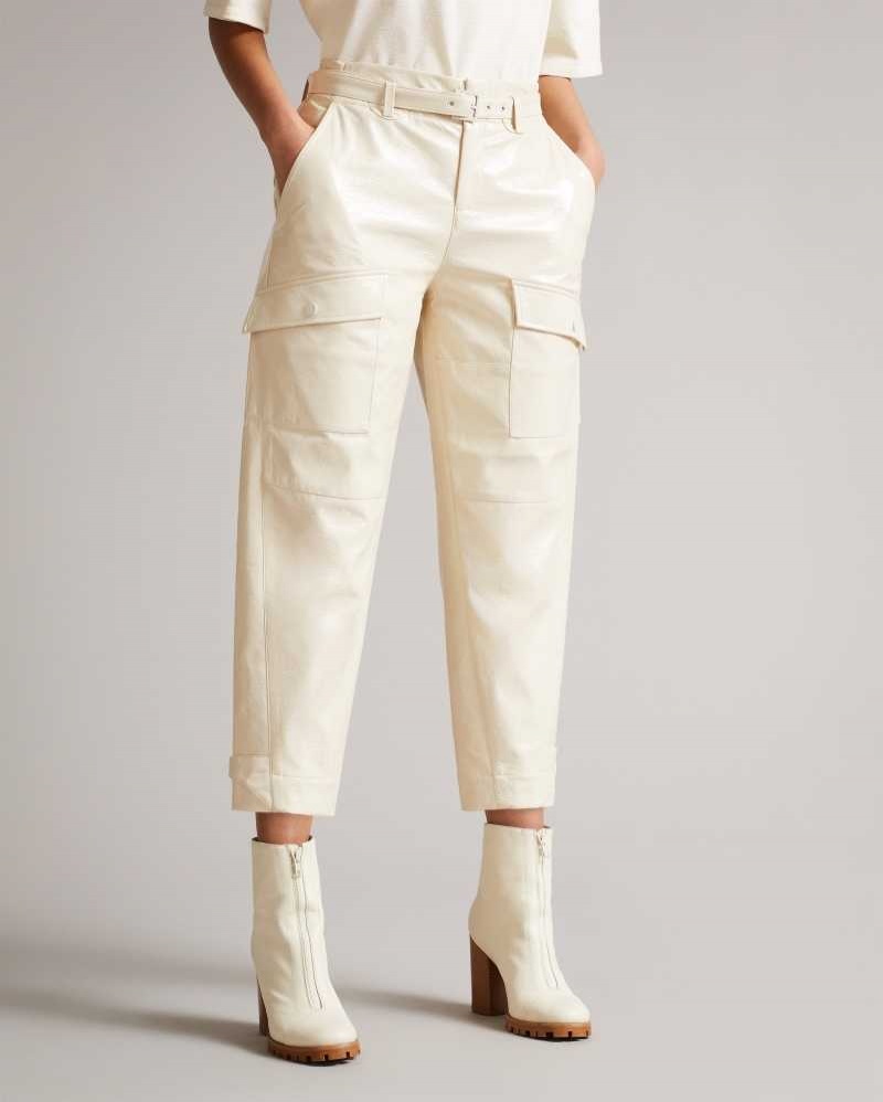 Ivory Ted Baker Vinala Utility Vinyl Trousers | ZA0001501