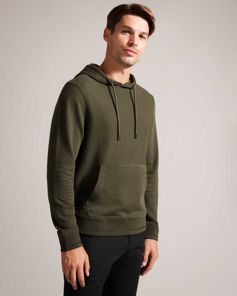 Khaki Ted Baker Ellja Long Sleeve Cotton Twill Hoodie | ZA0001356