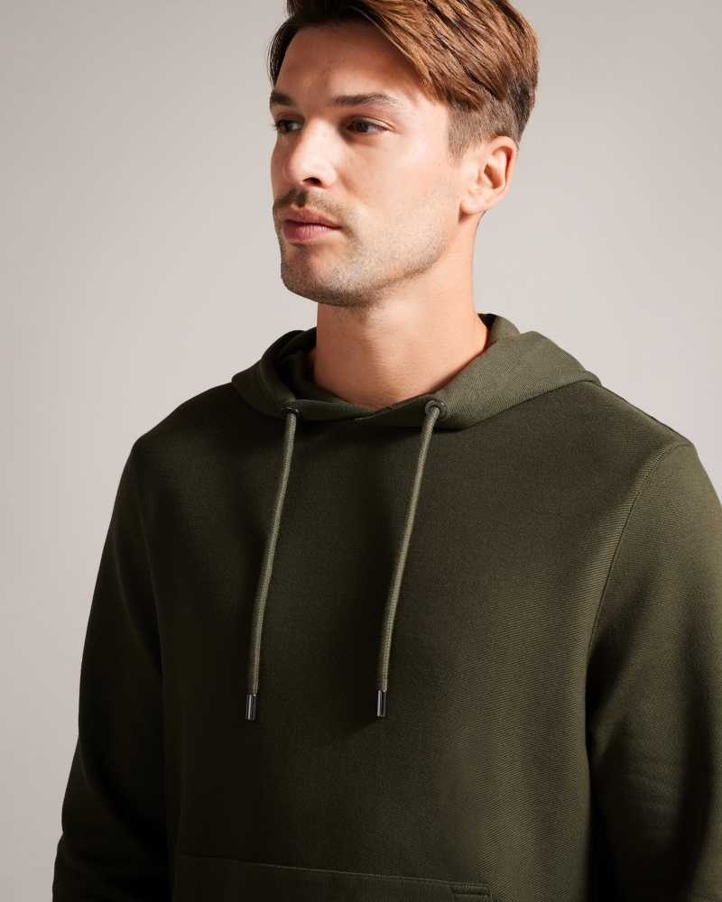 Khaki Ted Baker Ellja Long Sleeve Cotton Twill Hoodie | ZA0001356