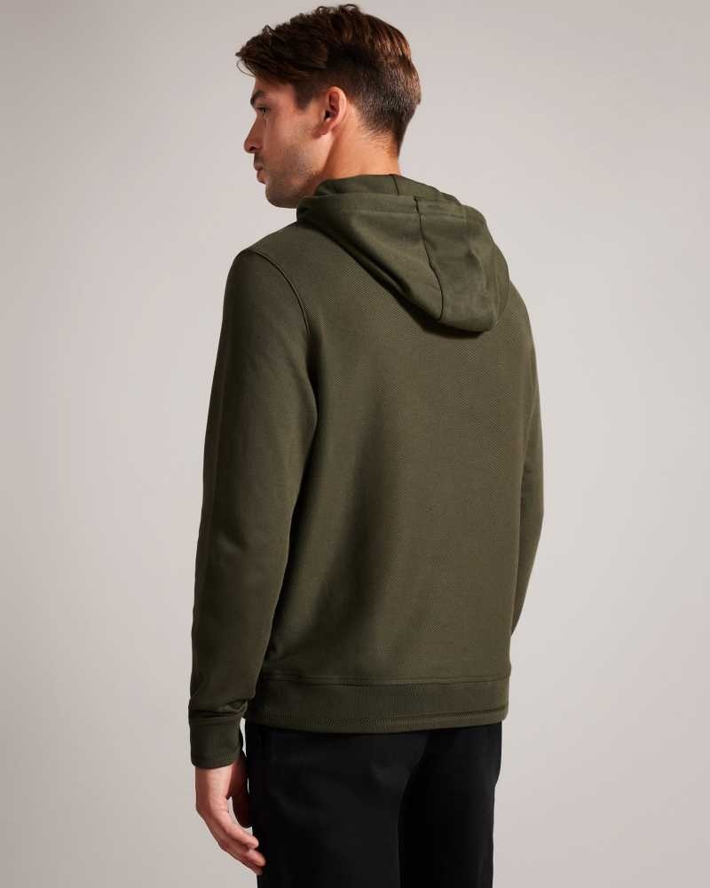 Khaki Ted Baker Ellja Long Sleeve Cotton Twill Hoodie | ZA0001356