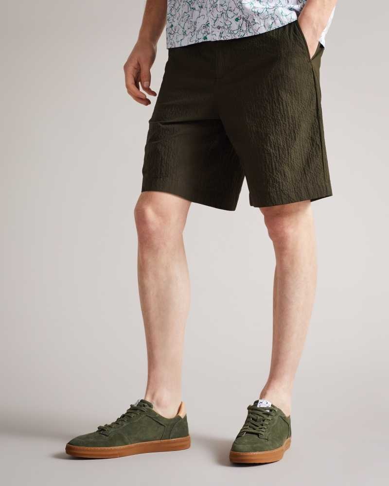 Khaki Ted Baker Keelby Seersucker Short | ZA0001029