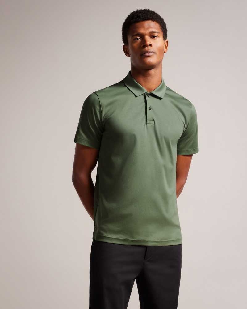 Khaki Ted Baker Zeiter Short Sleeve Slim Fit Polo Shirt | ZA0000926