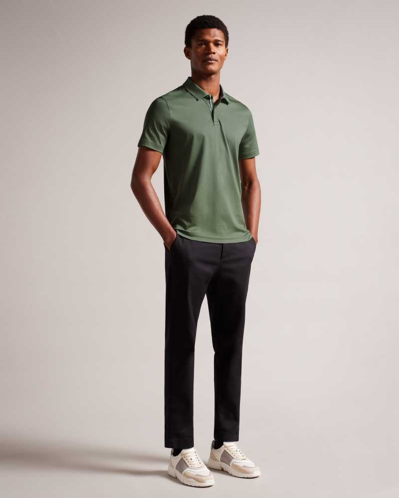 Khaki Ted Baker Zeiter Short Sleeve Slim Fit Polo Shirt | ZA0000926