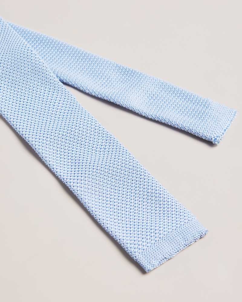 Light Blue Ted Baker Kallino Knitted Tie | ZA0002147